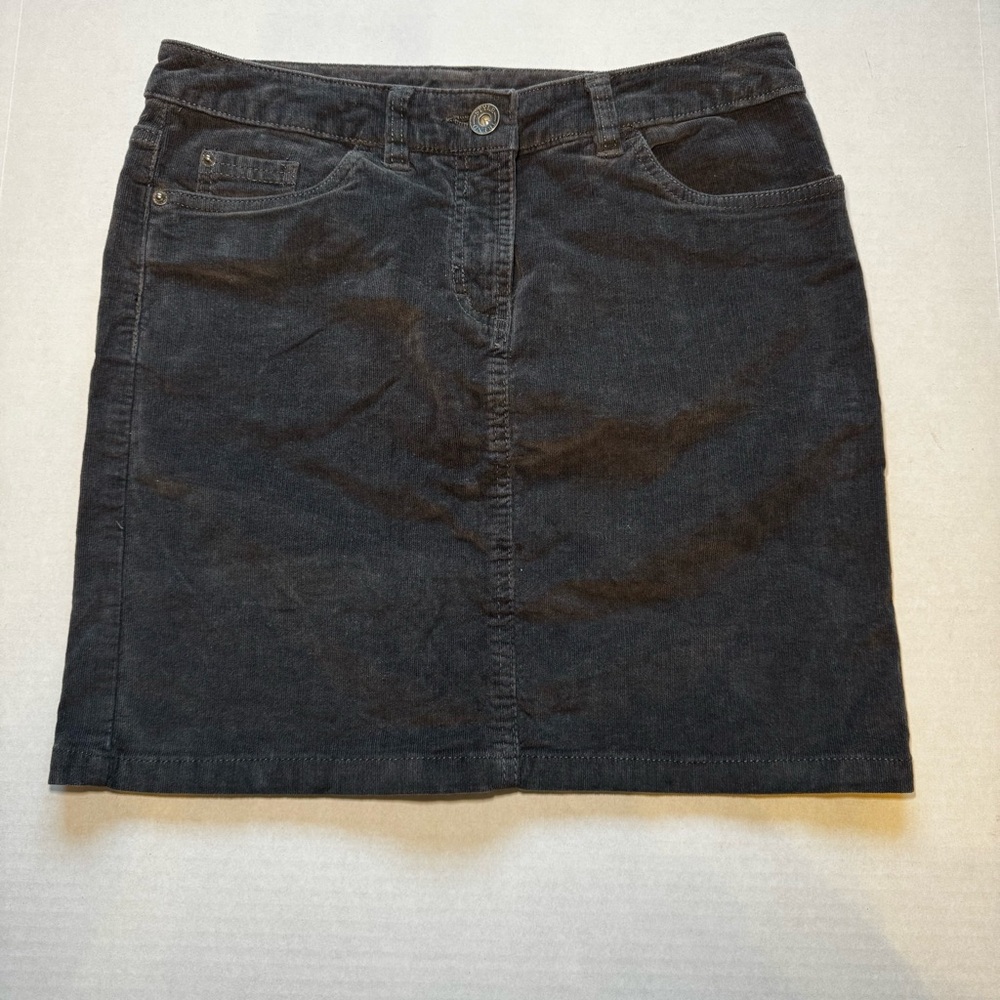 Corduroy Mini Skirt Vintage Blue Motion Dark Gray- EU 38/US Size 8 (Tight Fit)